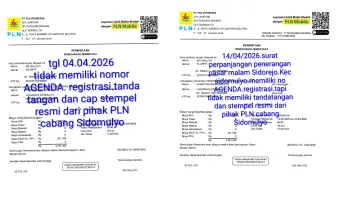 BOM, PERBEDAAN ADMINISTRATIF SURAT IZIN LISTRIK PASAR MALAM SIDOREJO: YANG DI KELUARKAN PLN SIDOMULYO,KEDUA VERSI DINILAI CACAT FORMIL.